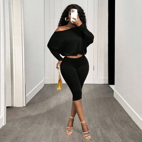 Slash Shoulder Pants Set