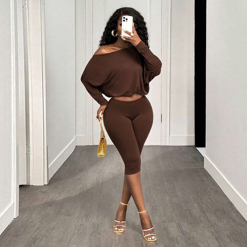 Slash Shoulder Pants Set