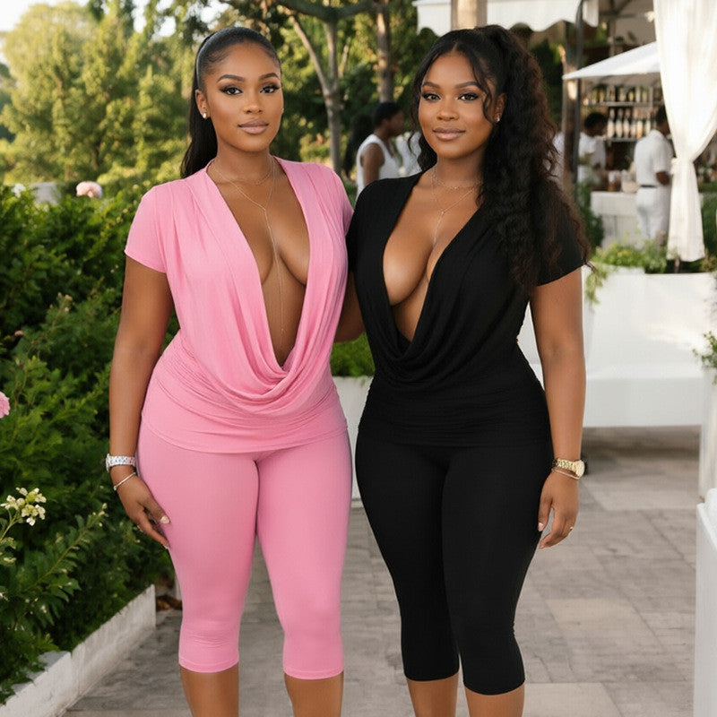 Deep V Pants Set