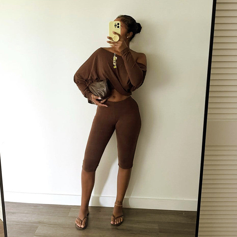 Slash Shoulder Pants Set